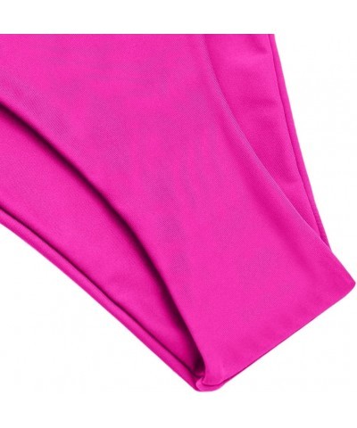 Women's Strapless Solid Color 2 Pieces Swimsuit Bandeau Bikini Bathing Suit 4-rose Red $16.17 Swimsuits