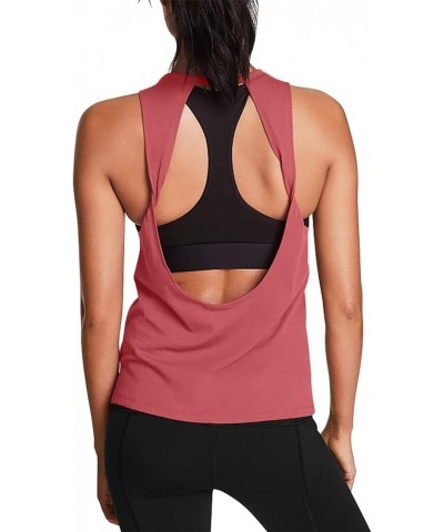 Workout Tops for Women Open Back Yoga Shirts Tank Tops Athletic Tops Gym Workout Clothes Dusty Rose $12.18 Activewear