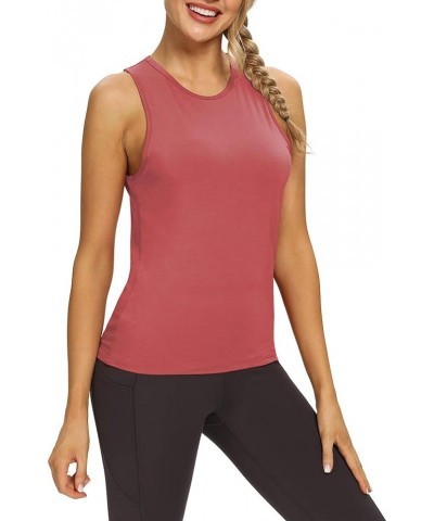 Workout Tops for Women Open Back Yoga Shirts Tank Tops Athletic Tops Gym Workout Clothes Dusty Rose $12.18 Activewear