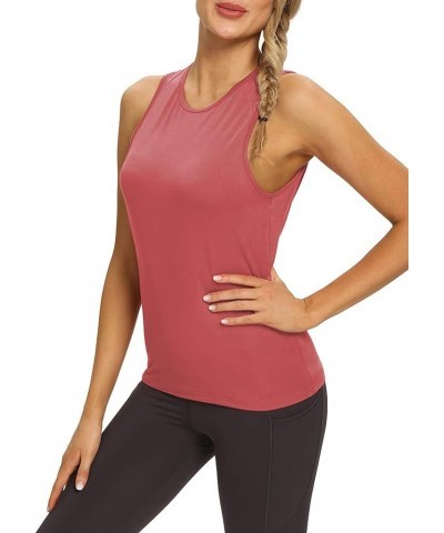 Workout Tops for Women Open Back Yoga Shirts Tank Tops Athletic Tops Gym Workout Clothes Dusty Rose $12.18 Activewear