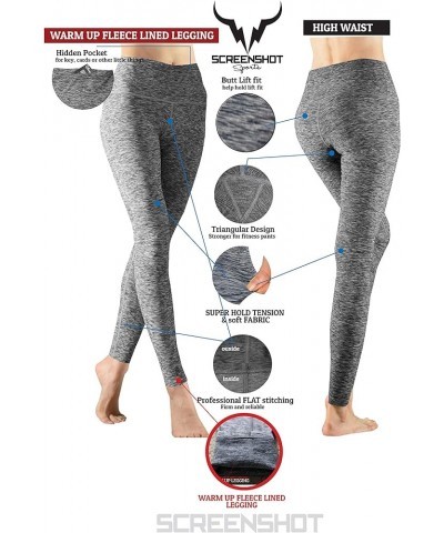 Fleece Lined High Waist Pocket Winter Warm Leggings - Tummy Control Workout 4 Way Stretch Flexible Tights L81905-mard Black $...