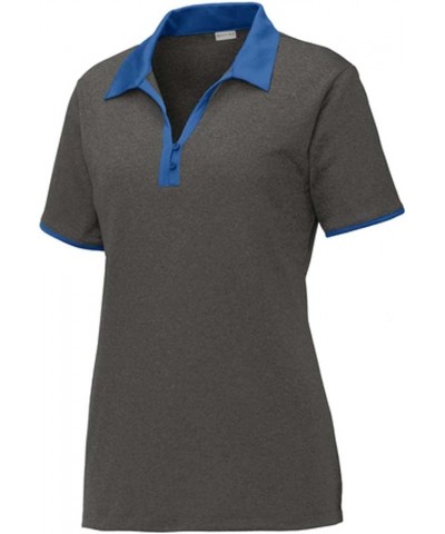 Sport Tek Women's Heather Colorblock Contender Polo Graphite Heather/ True Royal $11.29 Shirts