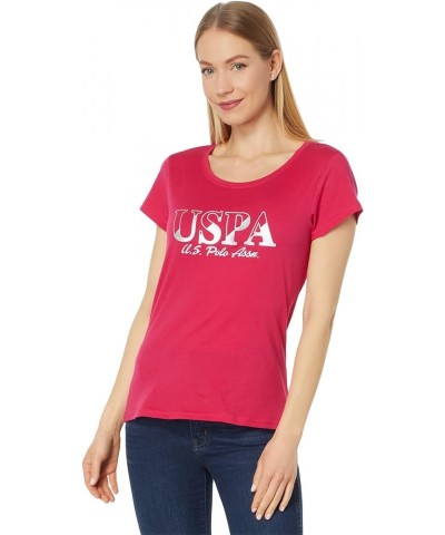 Slashed Foil Graphic Tee Shirt Electric Fuchsia $9.68 Others