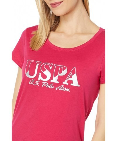 Slashed Foil Graphic Tee Shirt Electric Fuchsia $9.68 Others