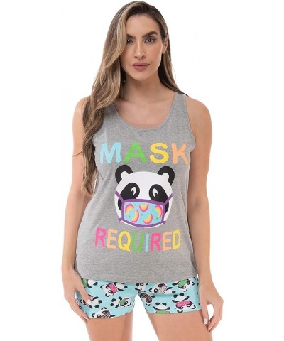 100% Cotton Women Sleepwear Pajama Sets Grey - Panda $10.61 Sleep & Lounge