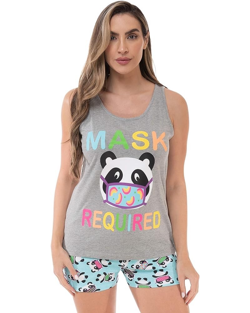 100% Cotton Women Sleepwear Pajama Sets Grey - Panda $10.61 Sleep & Lounge