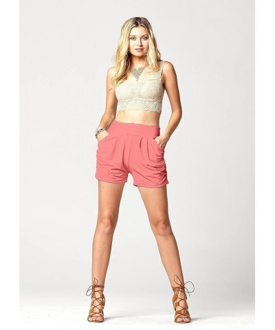 Ultra Soft High Waisted Flowy Shorts with Pockets and 4-Way Stretch - 4" Inseam Harem Shorts for Women Solid Light Coral $12....