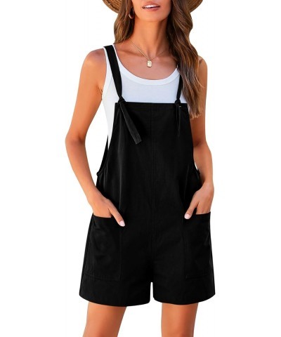 Rompers for Women Dressy Casual Jumpsuits for Women Sleeveless Spring Summer Tie Knot Strap Overalls with Pockets(Black,X-Lar...