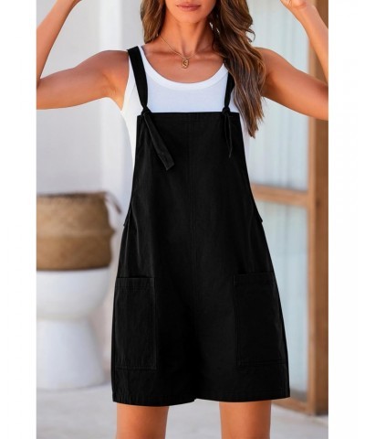 Rompers for Women Dressy Casual Jumpsuits for Women Sleeveless Spring Summer Tie Knot Strap Overalls with Pockets(Black,X-Lar...