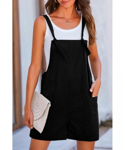 Rompers for Women Dressy Casual Jumpsuits for Women Sleeveless Spring Summer Tie Knot Strap Overalls with Pockets(Black,X-Lar...