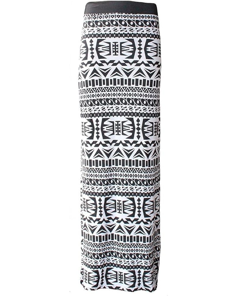 Women Jersey Maxi Stretch Gypsy Bodycon Elasticated Long Printed Ankle Boho Maxi Skirt Size S-3XL Big Aztec $12.40 Skirts