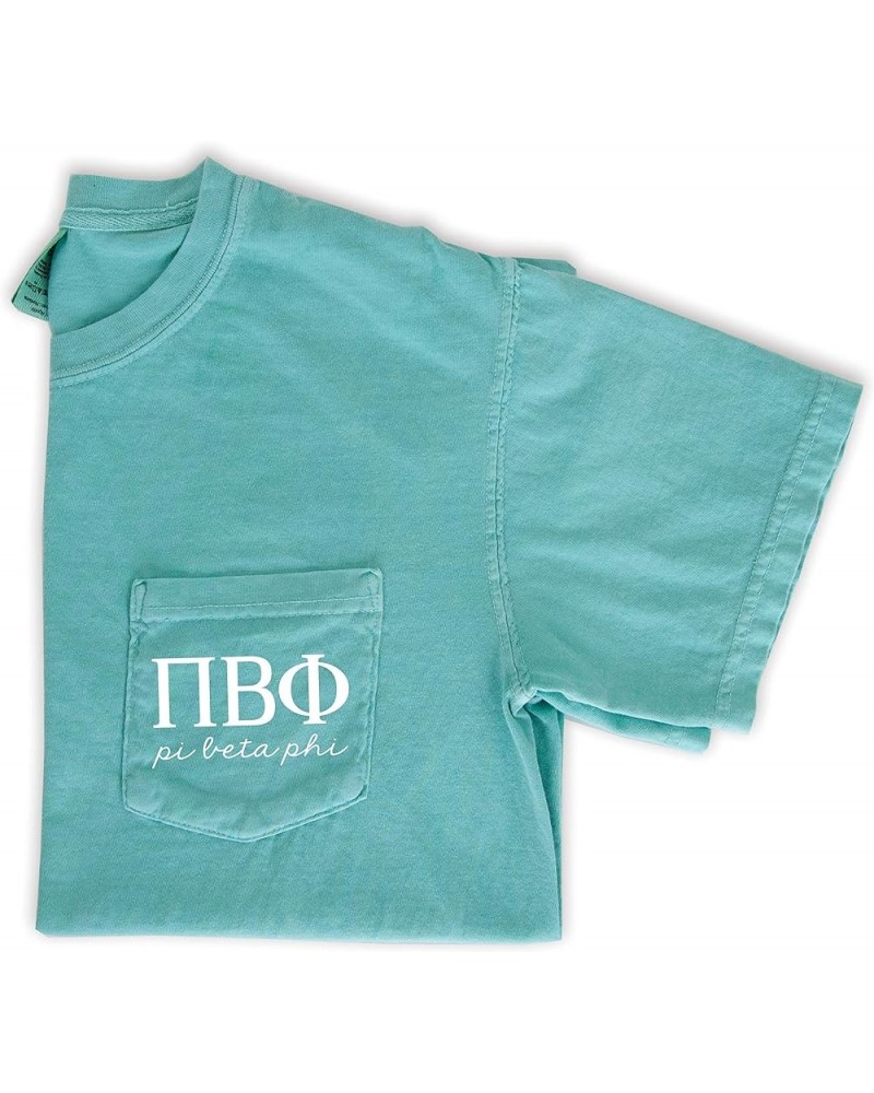 Pi Beta Phi Script Letters Pocket Tee Mint $14.85 T-Shirts