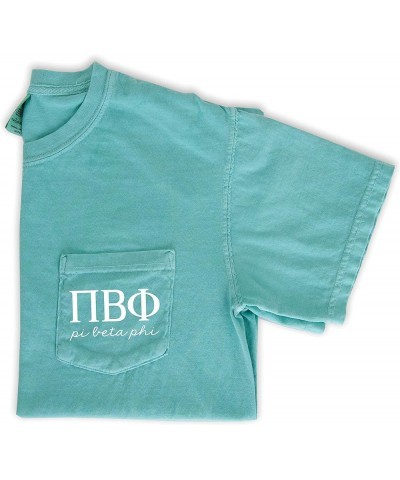 Pi Beta Phi Script Letters Pocket Tee Mint $14.85 T-Shirts