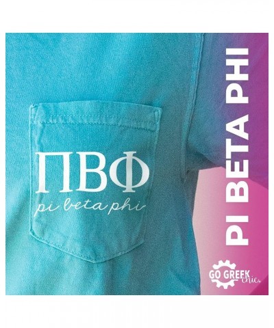 Pi Beta Phi Script Letters Pocket Tee Mint $14.85 T-Shirts