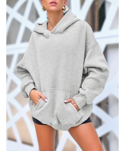 Womens Oversized Hoodies Fleece Sweatshirts Long Sleeve Sweaters Pullover Fall Clothes with Pocket Light Gray $17.93 Hoodies ...