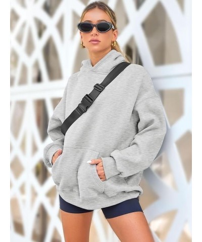 Womens Oversized Hoodies Fleece Sweatshirts Long Sleeve Sweaters Pullover Fall Clothes with Pocket Light Gray $17.93 Hoodies ...