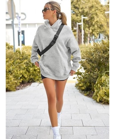 Womens Oversized Hoodies Fleece Sweatshirts Long Sleeve Sweaters Pullover Fall Clothes with Pocket Light Gray $17.93 Hoodies ...