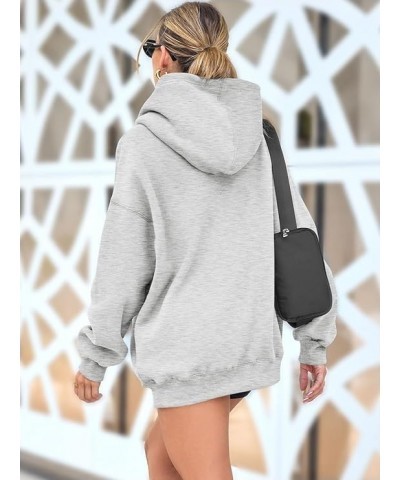 Womens Oversized Hoodies Fleece Sweatshirts Long Sleeve Sweaters Pullover Fall Clothes with Pocket Light Gray $17.93 Hoodies ...