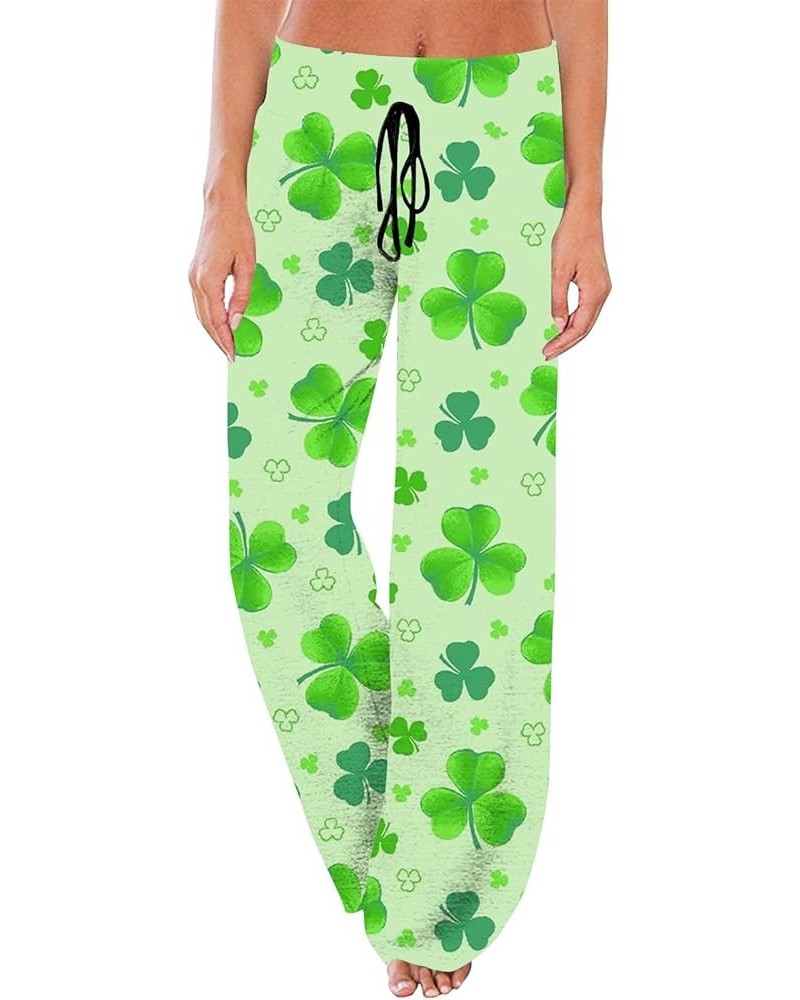 Green Pants for Women St Patricks Day High Waist Lucky Cute Fashion Bottoms Trousers Shamrock Holiday Funny Pants A-fluoresce...