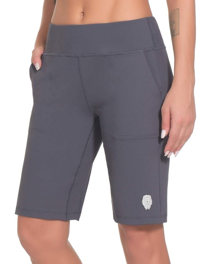 Womens Shorts Athletic Mid High Wasited Running Yoga Lounge Bermuda Shorts Workout with Pockets Grey $15.59 Activewear