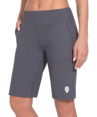 Womens Shorts Athletic Mid High Wasited Running Yoga Lounge Bermuda Shorts Workout with Pockets Grey $15.59 Activewear