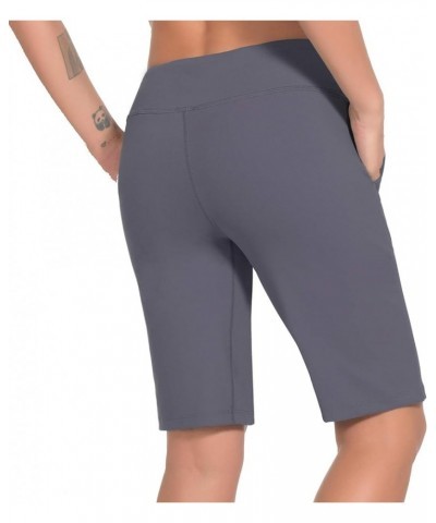 Womens Shorts Athletic Mid High Wasited Running Yoga Lounge Bermuda Shorts Workout with Pockets Grey $15.59 Activewear