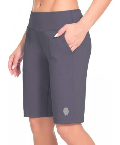 Womens Shorts Athletic Mid High Wasited Running Yoga Lounge Bermuda Shorts Workout with Pockets Grey $15.59 Activewear