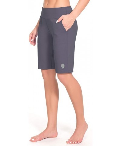 Womens Shorts Athletic Mid High Wasited Running Yoga Lounge Bermuda Shorts Workout with Pockets Grey $15.59 Activewear