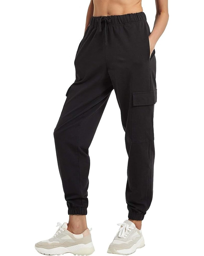 Women's Loose Cargo Sweatpants Pockets Sporty Gym Athletic Fit Jogger Pants Yoga Lounge Trousers Black $17.84 Activewear