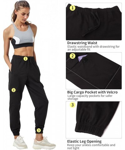 Women's Loose Cargo Sweatpants Pockets Sporty Gym Athletic Fit Jogger Pants Yoga Lounge Trousers Black $17.84 Activewear