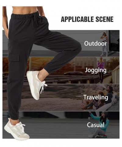 Women's Loose Cargo Sweatpants Pockets Sporty Gym Athletic Fit Jogger Pants Yoga Lounge Trousers Black $17.84 Activewear