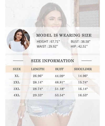 Women Plus Size Tank Tops Cute Summer Sleeveless Blouses Lace Trim Cap Sleeve Crewneck Swiss Dot Babydoll Tops Black $8.54 Tanks