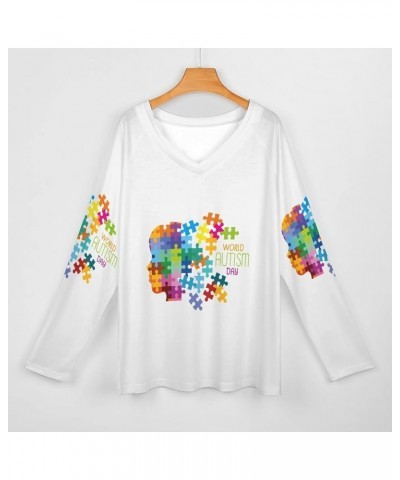 Autism Awareness Day Women's Long Sleeve Shirts V Neck T-Shirt Casual Loose Tops for Women Autism Awareness Day $10.50 T-Shirts