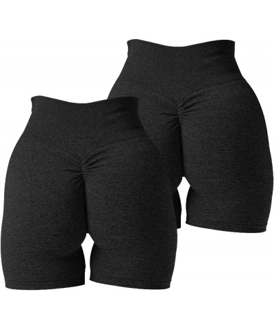 2 Piece Womens Workout Shorts Scrunch Butt Lifting High Waisted Seamless Gym Yoga Running Biker Booty Shorts Black+black $17....