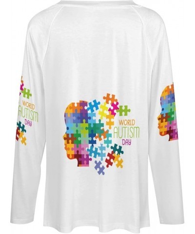 Autism Awareness Day Women's Long Sleeve Shirts V Neck T-Shirt Casual Loose Tops for Women Autism Awareness Day $10.50 T-Shirts