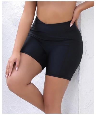 Women's Cross High Waisted Swim Board Shorts with Side Pocket and Full Lining UPF50+ Quick Dry Swimsuit Bottoms Black $11.75 ...