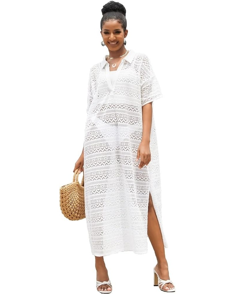 Womens Crochet Beach Wear Cover up Swimwear Bikini Long Maxi Beach Dress White 2330 $10.00 Swimsuits