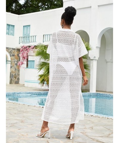 Womens Crochet Beach Wear Cover up Swimwear Bikini Long Maxi Beach Dress White 2330 $10.00 Swimsuits