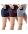 1, 2 or 3 Pack Women's High Waist Tummy Control Yoga Shorts, Workout Exercise Shorts, Running Shorts w Pocket 5inch Pocket 3p...