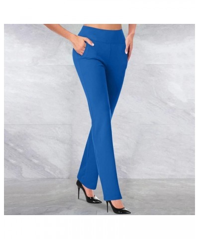 Dress Pants Women High Waisted Straight Leg Regular Fit Bootcut Business Work Office Pant with Pockets 01 Blue $6.93 Pants