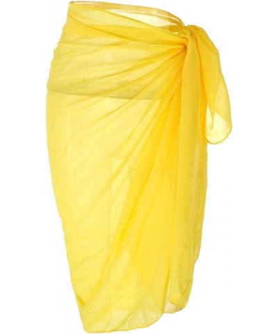 Womens Swimwear Chiffon Cover up Solid Color Printed Beach Sarong Swimsuit Wrap Skirt Bathing Bikini 4 Yellow $10.99 Swimsuits