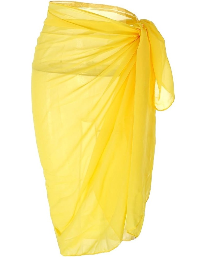 Womens Swimwear Chiffon Cover up Solid Color Printed Beach Sarong Swimsuit Wrap Skirt Bathing Bikini 4 Yellow $10.99 Swimsuits