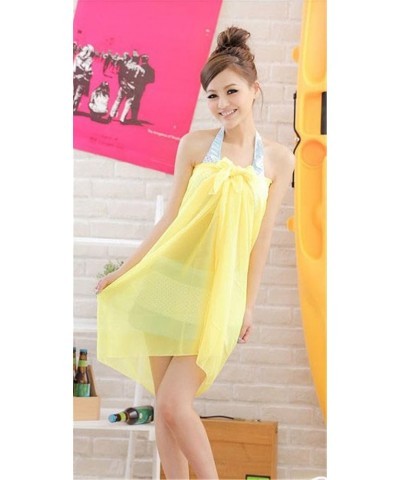 Womens Swimwear Chiffon Cover up Solid Color Printed Beach Sarong Swimsuit Wrap Skirt Bathing Bikini 4 Yellow $10.99 Swimsuits