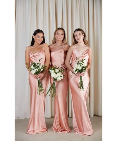 Cowl Neck Mermaid Silk Bridesmaid Dresses Long Spaghetti Straps Simple Wedding Dress Formal Prom Gowns Yellow $36.75 Dresses