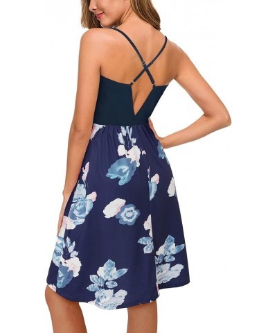 Women's Sundress V Neck Floral Spaghetti Strap Summer Casual Backless Swing Dress with Pocket P-floral11-304 $13.24 Dresses