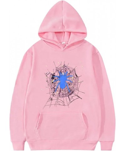 Women Y2k Spider Hoodie Grunge Jackets Long Sleeve Oversized Full Zip Sweatshirt Hoodies Streetwear F-pink $10.10 Hoodies & S...