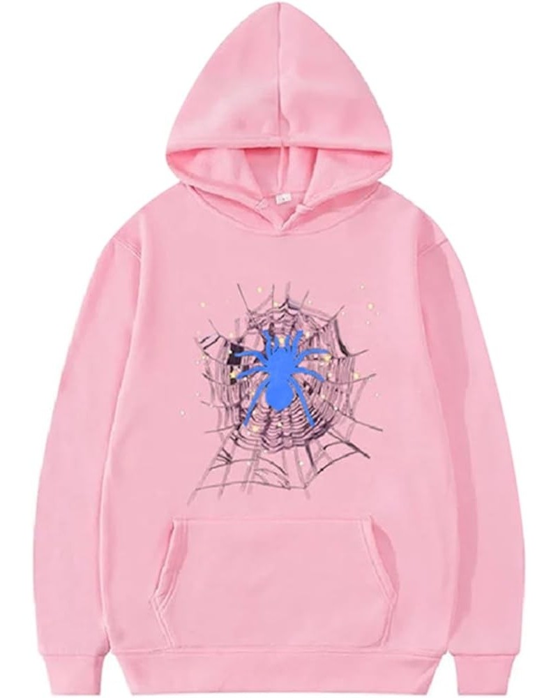 Women Y2k Spider Hoodie Grunge Jackets Long Sleeve Oversized Full Zip Sweatshirt Hoodies Streetwear F-pink $10.10 Hoodies & S...