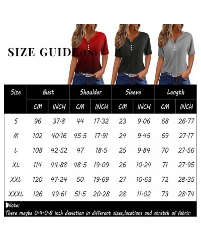 Women's T-Shirts Dressy Button Down Tunic Y2K Tops Short Sleeve Floral Print Blouses Henley V Neck Summer Cute Clothes An737-...