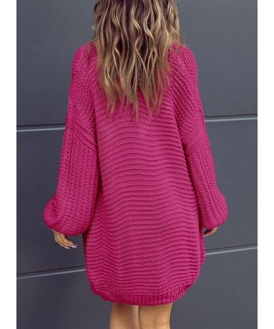 Women 2023 Fall Winter Open Front Oversized Lantern Sleeve Cardigan Outwear Chunky Knit Sweater Rosy $14.99 Sweaters