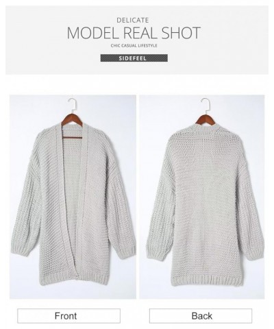 Women 2023 Fall Winter Open Front Oversized Lantern Sleeve Cardigan Outwear Chunky Knit Sweater Rosy $14.99 Sweaters